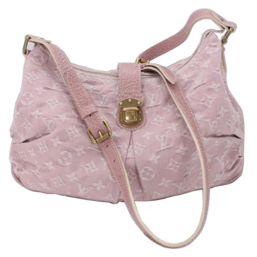 LOUIS VUITTON Monogram Denim Rose Pink Shoulder Bag long strap